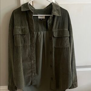 American Eagle Outfitters Corduroy Dark Olive Utility Jacket